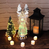 14" Angel Snow Globe Lantern Battery Operated With 6 Hour Timer Color Changing Led Light Praying Angel Swirling Glitter Water Lamp Thanksgiving Christmas Holiday Decor Gift