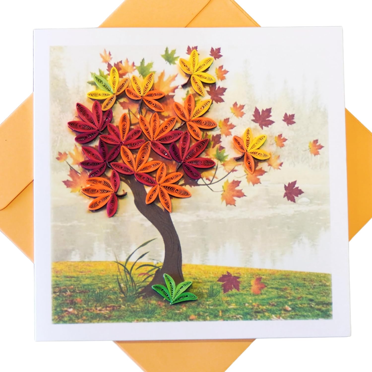 Unique Quilling Card - Autumn Maple Tree Design | Handmade Greeting Card For Birthday, Anniversary, Thanksgiving, Thank You, Friends & Loved Ones