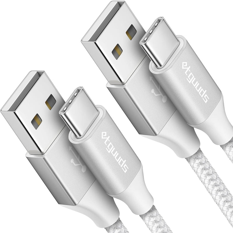 White Usb C Cable 6.6Ft Fast Charging, 2-Pack Type C Cable Braided Usb To Usb