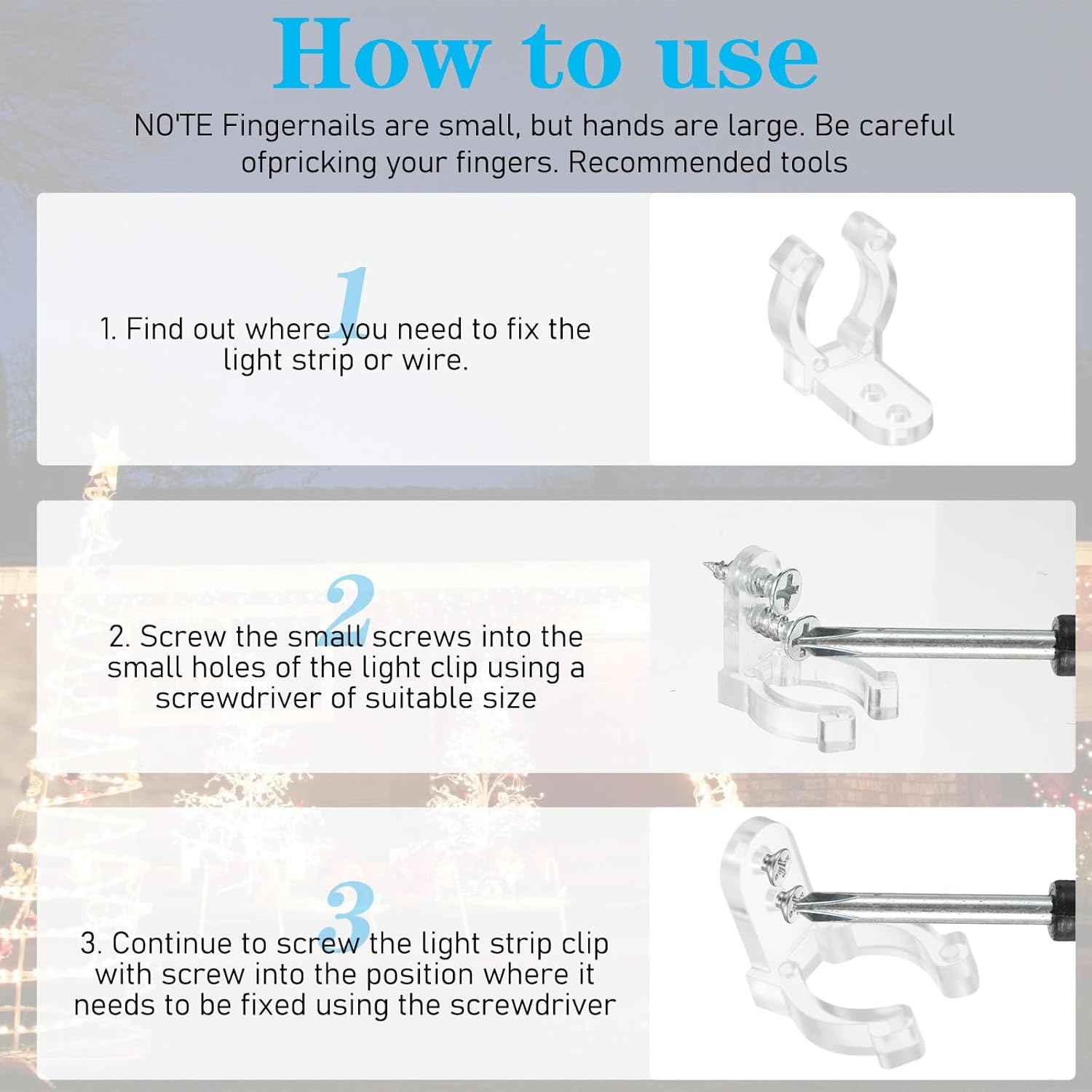 50Pcs Rope Light Clips Clear, Waterproof Led Strip Mounting Clips Holder With 100 Screws, Led Strip Light Clip For Outdoor Christmas Lights