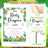 51 Pcs Dirty Diaper Wooden Game Sign Baby Shower Game Sign Dirty Diaper Instruction Sign 50 Pcs Mini Diapers Cute Felt Diaper For Game Gender Neutral Party Baby Shower Game (Animal)