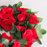 Rose Garlands Artificial Rose Vines, 4Pcs(28.8Ft) Fake Silk Flower Garland With Greenery Plants Wedding Hanging Flower Vines Garlands For Home Office Arch Garden Decoration (Red)