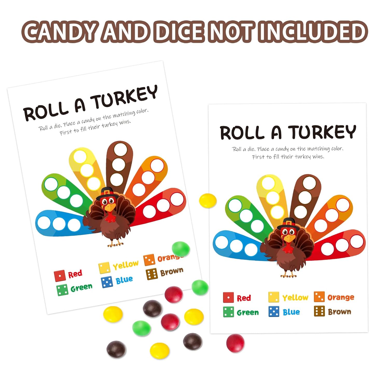 25 Player Turkey Thanksgiving Dice Game Fall Party Favor Cards Autumn Desk Game