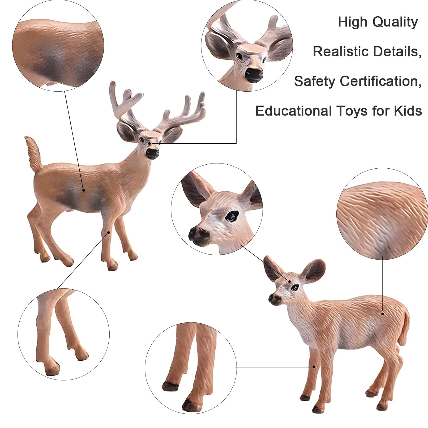 16Pcs Deer Figurines Model Trees Kit, Plastic Woodland Animals Toys, Miniature Wild Forest Animal Figures For Christmas Decoration Cake Toppers Party Favors