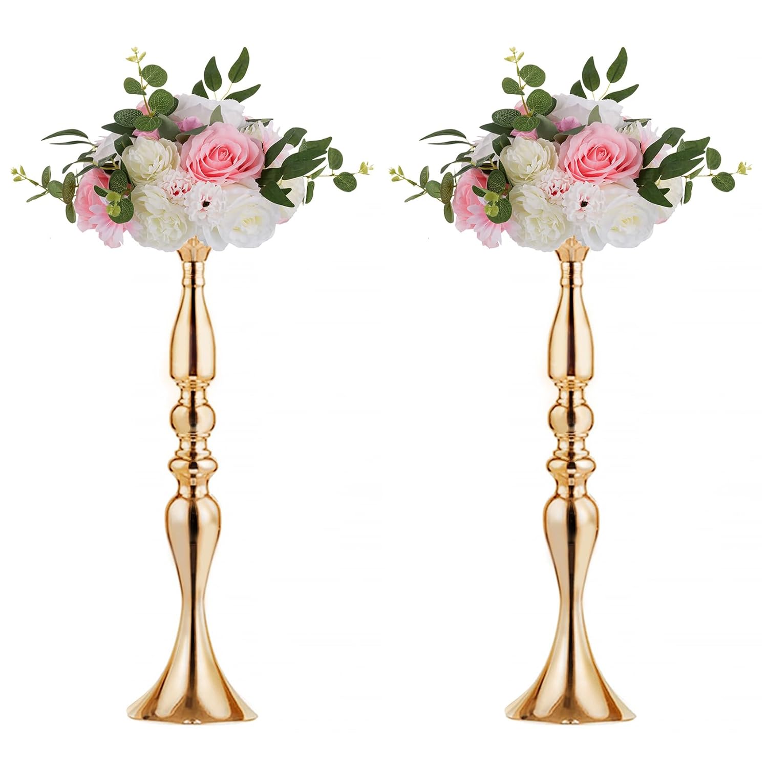 Vases For Centerpieces 2 Pcs Gold Vases Wedding Centerpieces For Tables Versatile Metal Flower Arrangement For Wedding Party Dinner Centerpiece Decor (Gold, 19.7" H)