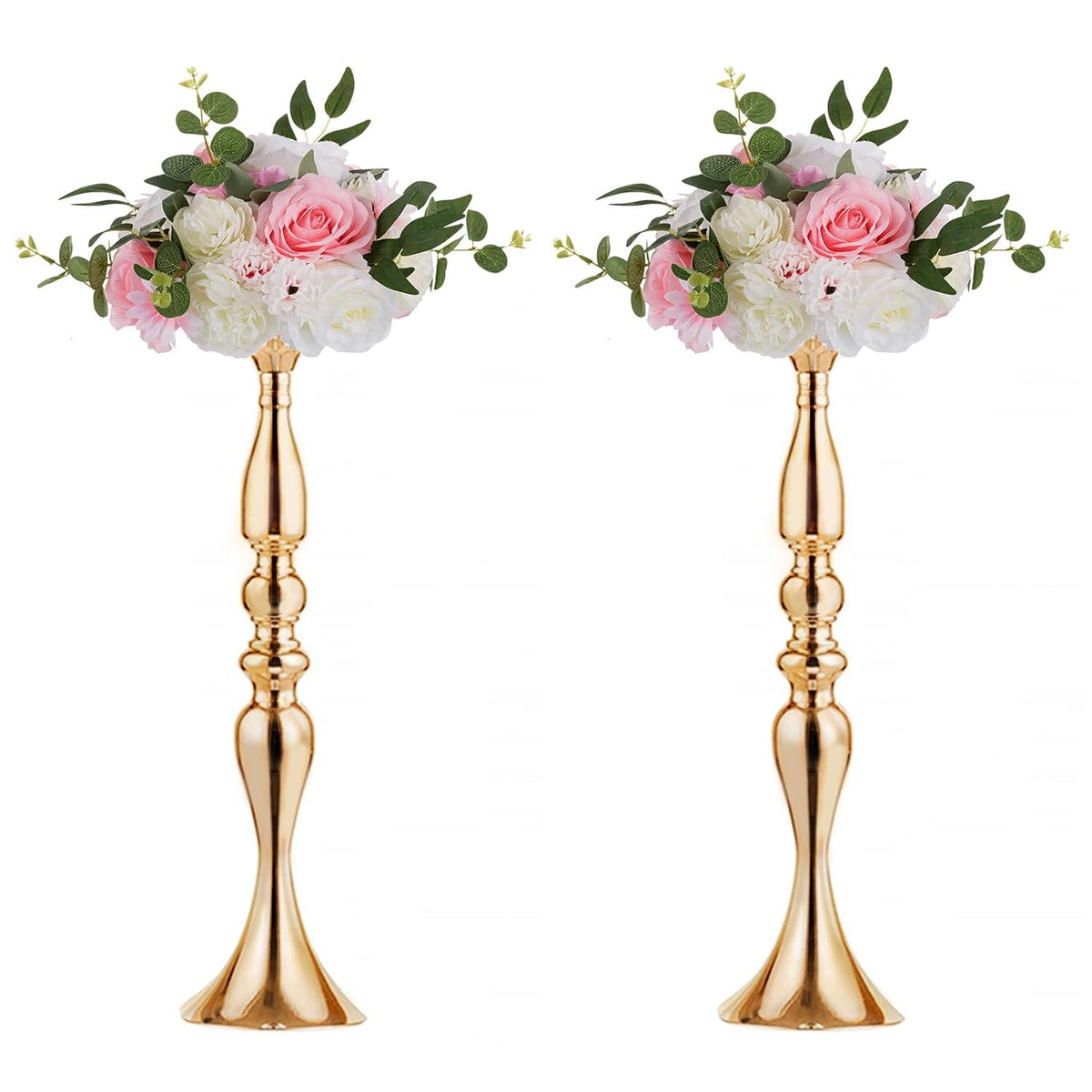 Vases For Centerpieces 2 Pcs Gold Vases Wedding Centerpieces For Tables Versatile Metal Flower Arrangement For Wedding Party Dinner Centerpiece Decor (Gold, 19.7" H)