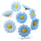 100Pcs 4Cm/1.57Inch Fabric Daisy Flower Heads Artificial Fake Flowers Heads For Wedding Party Decorations (Blue)