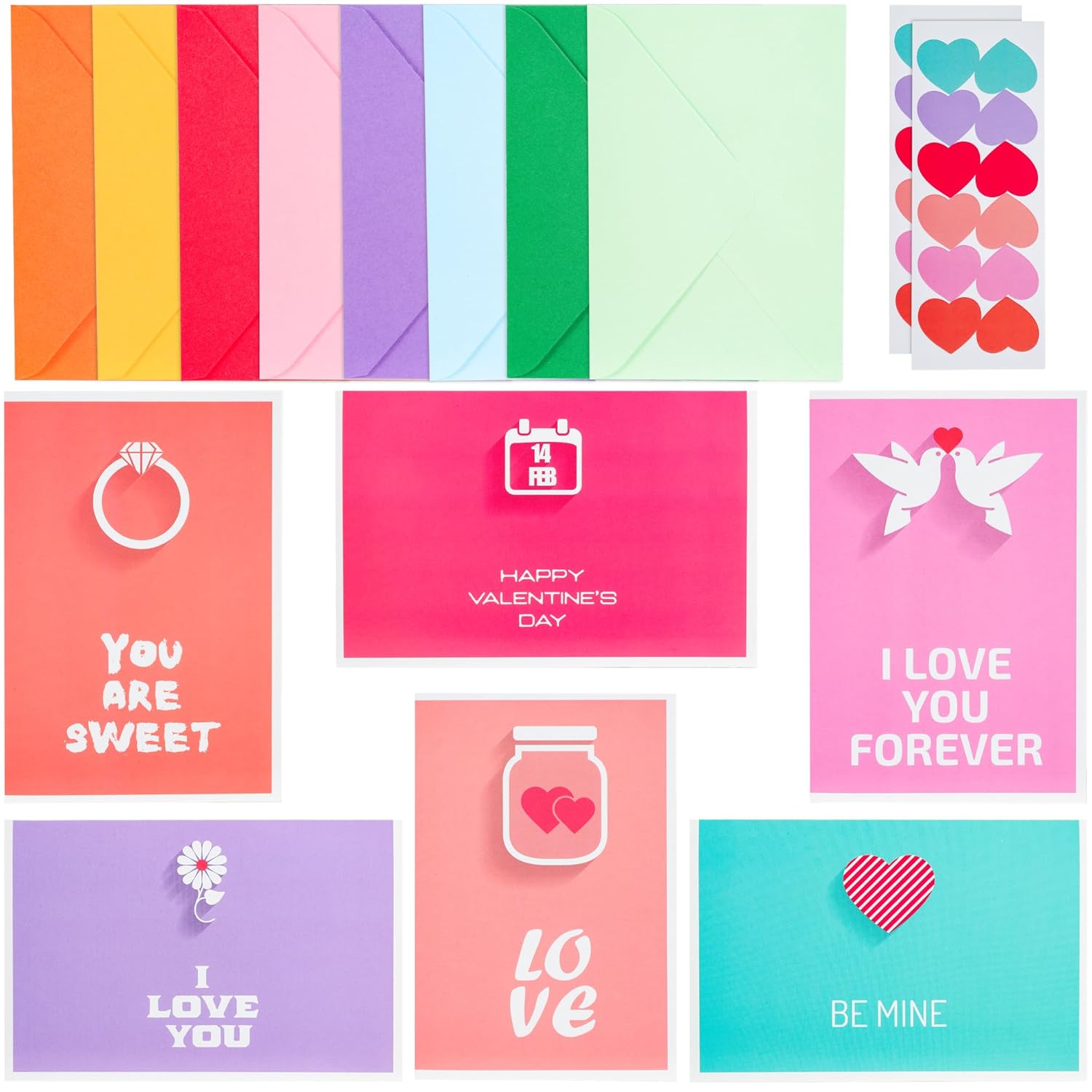 24 Pack Logo Valentines Day Cards For Grandma, Kids, Friends And Family - Love Cards For Her And Him - 7.87 X 5.91 Inches, Envelopes And Heart Stickers