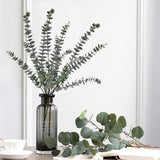 3Pcs Faux Eucalyptus Stems 30" Long Artificial Greenery Stems Fake Eucalyptus Decor For Wedding Centerpiece Flower Bouquet Floral Arrangement Farmhouse Home Decoration