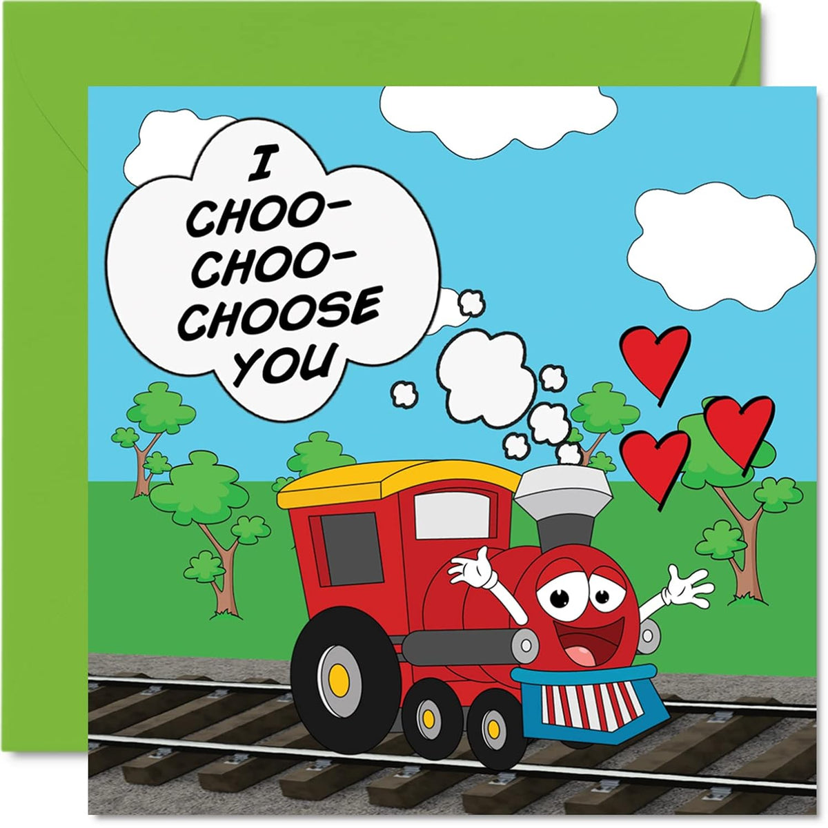 Funny Valentine'S Day Card For Husband Wife Boyfriend Girlfriend - Choo- Choo- Choose - Funny Anniversary Card For Women Men Her Him, 5.7 X 5.7 Inch Greeting Cards For Fiance Fiancee