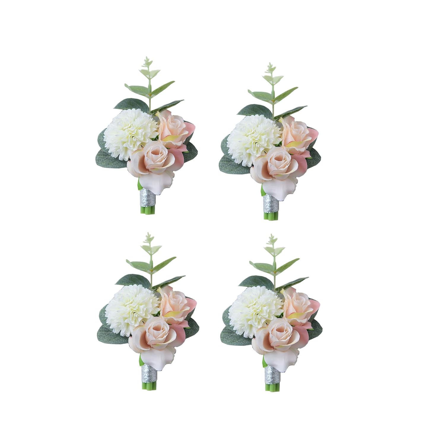 Boutonniere Buttonholes Groom Groomsman Best Man Rose Wedding Flowers Accessories Prom Suit Decoration, Pack Of 4