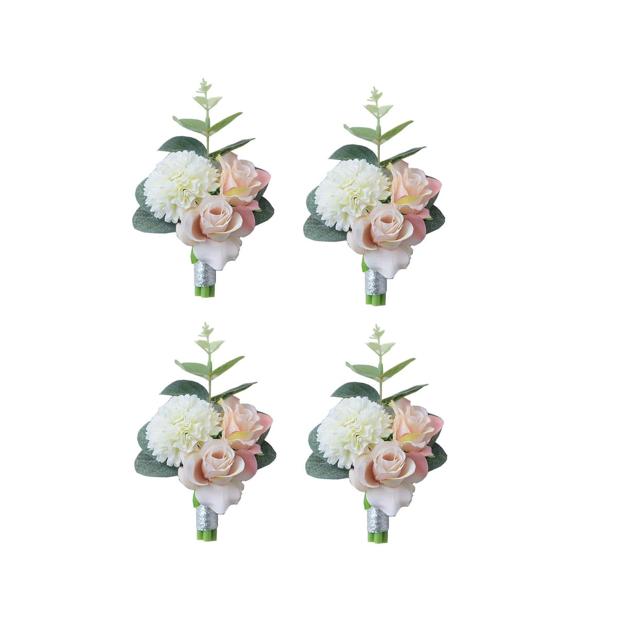 Boutonniere Buttonholes Groom Groomsman Best Man Rose Wedding Flowers Accessories Prom Suit Decoration, Pack Of 4