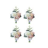 Boutonniere Buttonholes Groom Groomsman Best Man Rose Wedding Flowers Accessories Prom Suit Decoration, Pack Of 4
