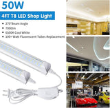 4 Pack 4FT LED Shop Lights 50W 7000LM 6500K V Shape Linkable Fixtures for Garage Workshop Warehouse