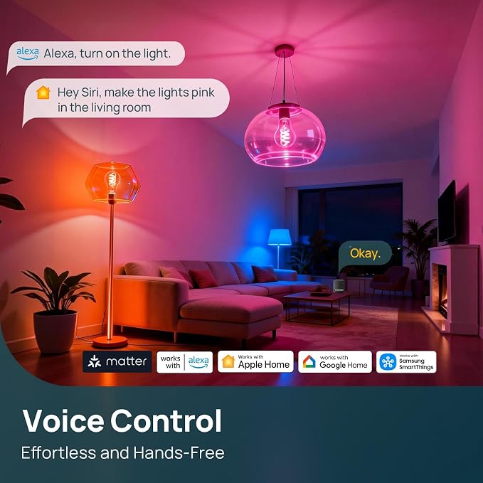 Matter Smart Light Bulb 16 Million Colors Dimmable LED Wi-Fi Bulb 1 Pack