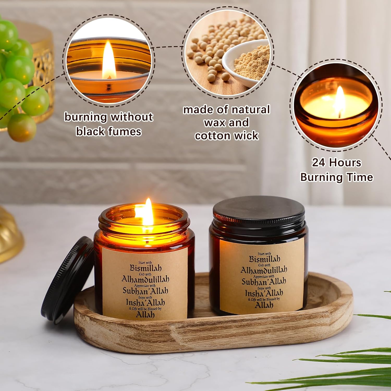 10 Pcs Eid Mubarak Scented Soy Candle 3.5 Oz Ramadan Scented Candle Bulk Muslim Gift Candles Islamic Party Favors Gifts Glass Jar Candles For Eid Holiday Celebrations Decorations (Dark Brown)