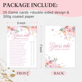 Baby In Bloom Baby Shower Games, Guessing Who Mommy Or Daddy Game For Girl, 5X7 In & 25 Pcs Floral Game Cards For Party Decorations-B01