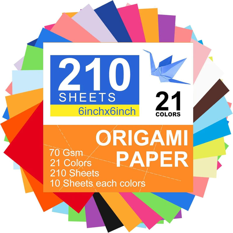 Origami Paper Craft Colored Paper - 210 Sheets,21 Vivid Colors,Double Sided Co