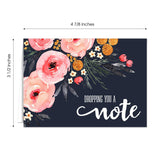 Watercolor Blue And Pink Floral Greeting Cards / 24 All Occasion Cards With White Envelopes / 4 Bright Floral Designs / 3 1/2" X 4 7/8" Thinking Of You Card Set