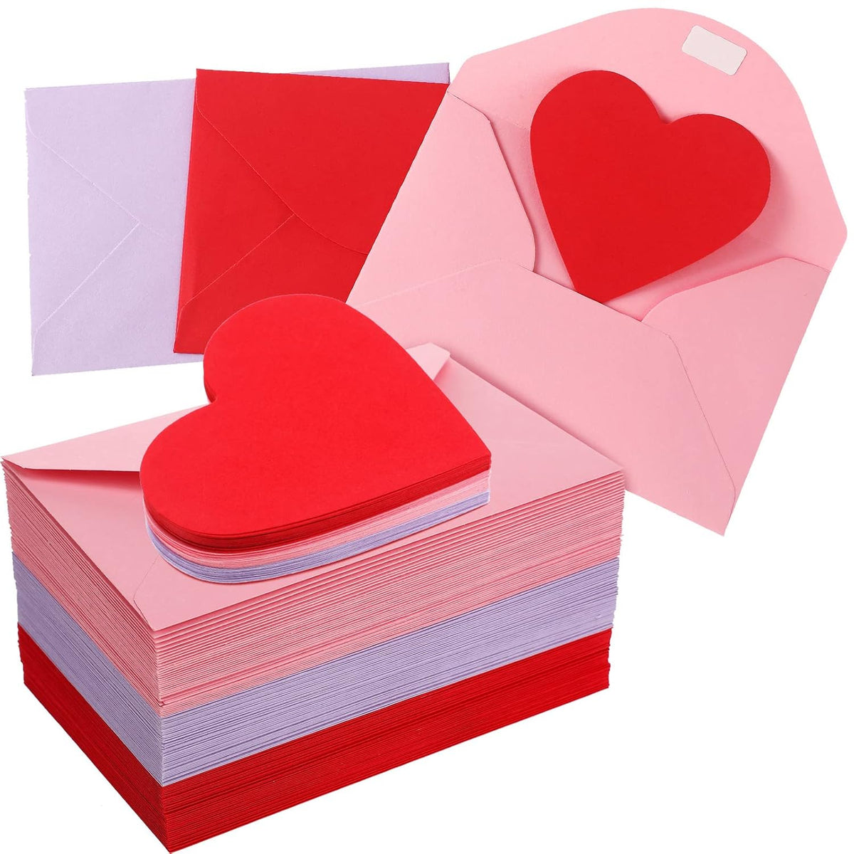 108 Sets Valentine'S Day Envelopes With Heart Shaped Cards 4 X 6 Inch Red Pink And Purple Valentine'S Day Envelopes Blank Heart Greeting Cards For Galentines Anniversary Business Exchange