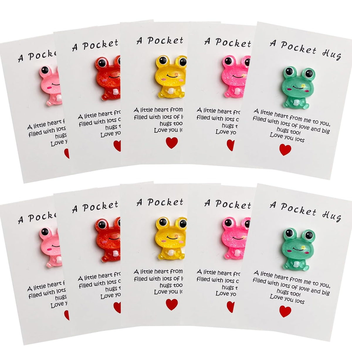 10Pcs Pocket Hug Frog With Card – Greeting Cards For Friends Family Kids And Classmates –Relationship Gift And Keepsake Exchange