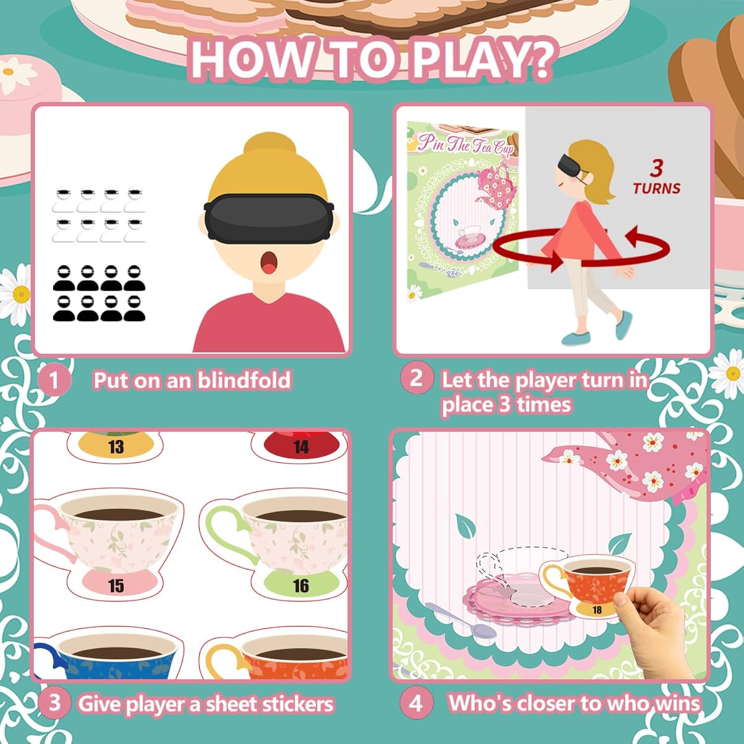 Tea Party Decorations Games Pin The Tea Cup On The Saucer Funny Game For Garden Floral Tea Birthday Party School Classroom Lets Par Tea Party Supplies