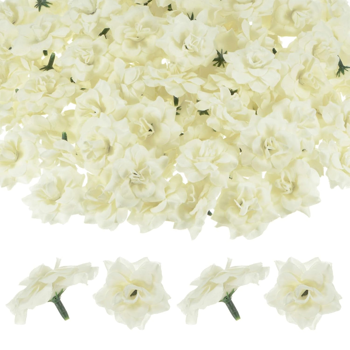 50-Pack Artificial Roses Heads, Silk Faux Rose Head For Wedding/Bouquet/Flower Wall/Diy Crafts/Party Decoration, Fake Bloom Flower Heads Buds [Cream White]