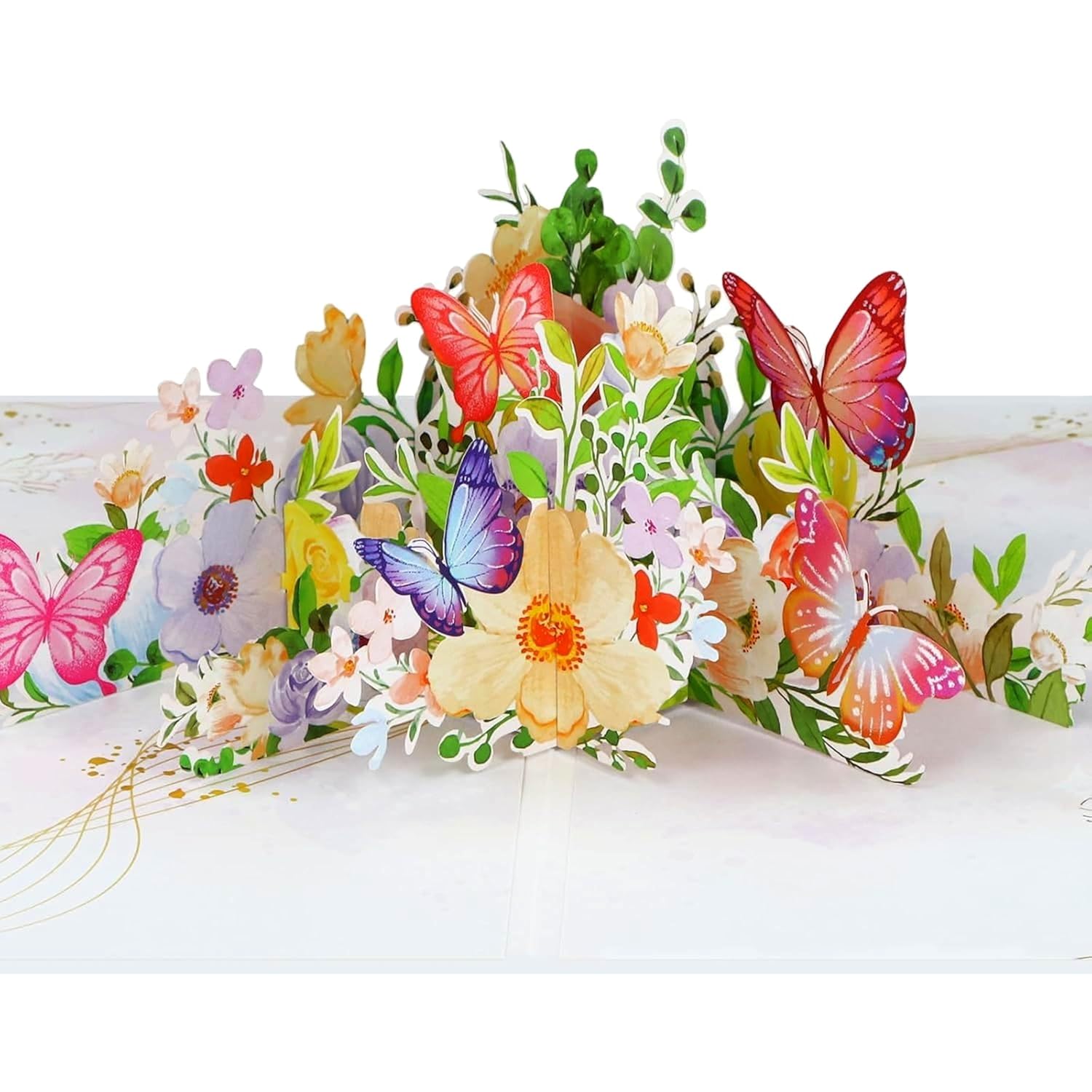 Best Wishes Card - 3D Flower Butterfly Pop Up Greeting Cards Thank You Birthday Get Well Mothers Day Gift Card For Women Wife Mom Friends Sister With Envelope