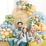 156 Piece Blue and Yellow Balloon Arch Kit with Green and White Balloons for Party Decor