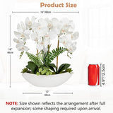 Orchid Artificial Flowers 18In White Fake Orchid Silk Flowers With Ceramic Pot Faux Orchid Arrangement For Home Office Room Coffee Table Centerpiece Modern Decoration