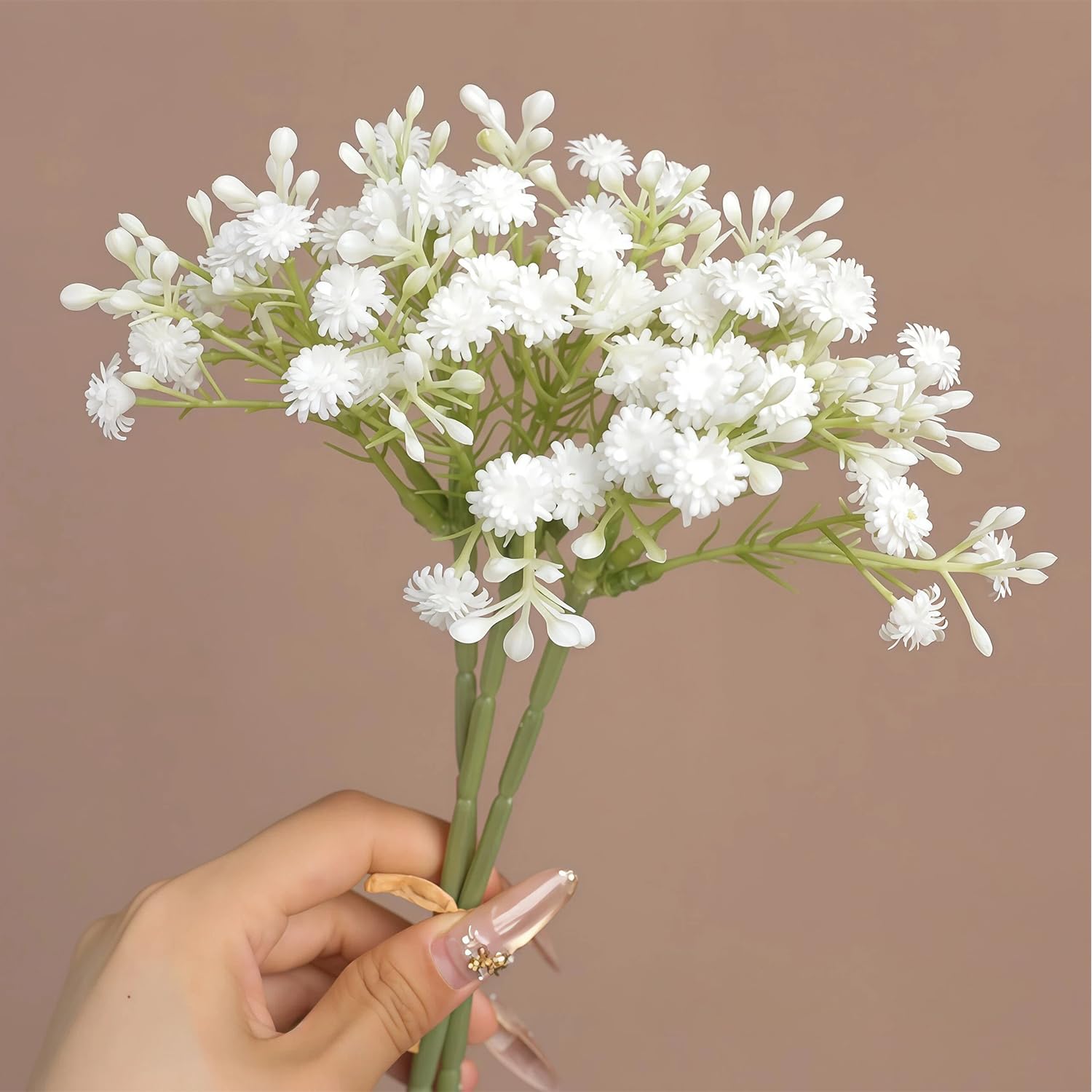 10Pcs Babys Breath Artificial Flowers Fake White Baby Breath Flowers Artificial Bulk,Real Touch Flowers For Wedding Party Home Garden Decoration (White-A)