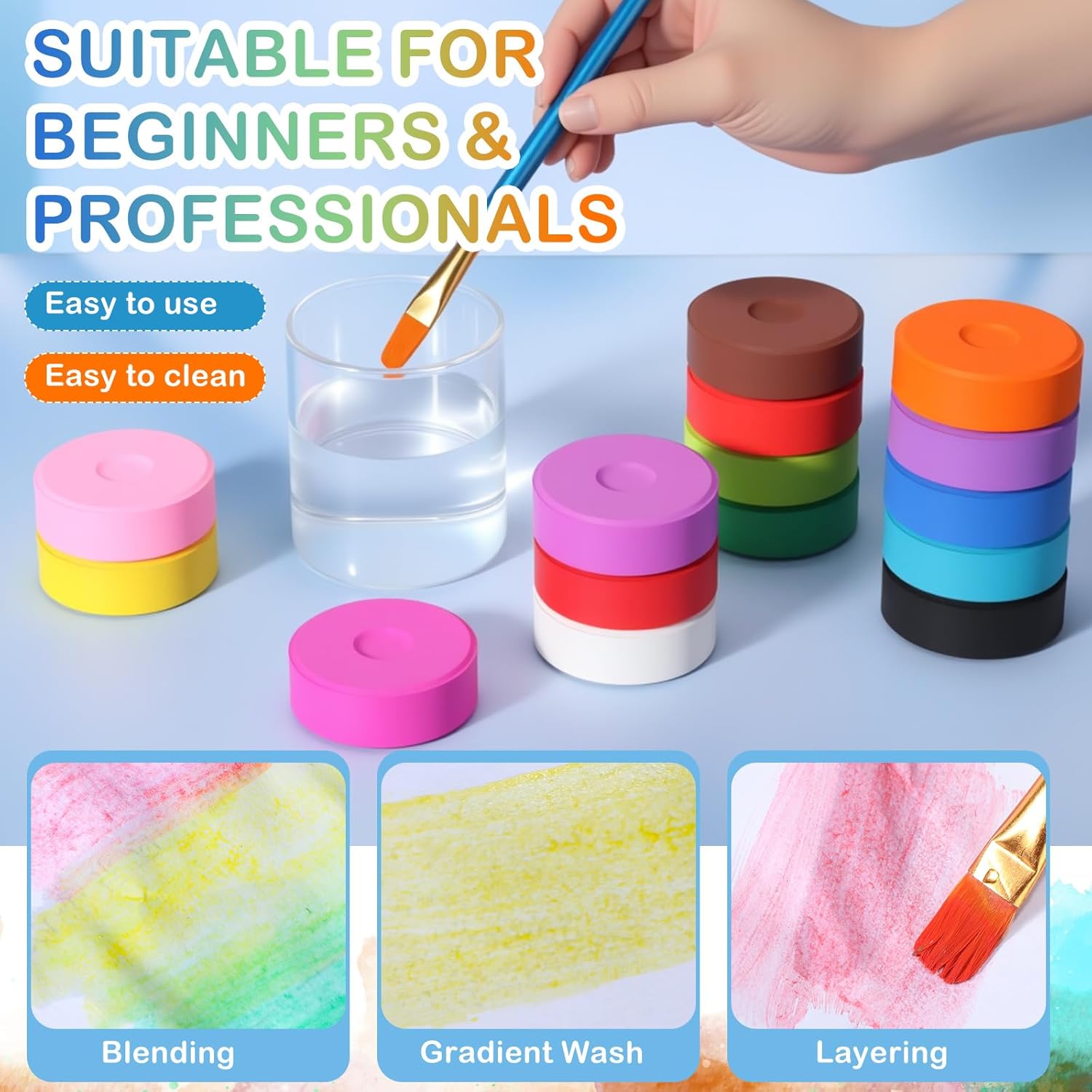 90 Pcs Tempera Paint Cakes 15 Colors Tempera Paint Washable Art Supplies For Painting Drawing Crafts Activities