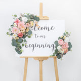 2Pcs Wedding Arch Flowers,Wedding Artificial Sign Flower,Welcome Easel Door Decor Wall Swags For Reception Backdrop Table Decorations Welcome Sign (Deep Pink)