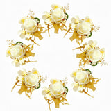 Champagne Rose Boutonniere For Men 8 Pcs-Groomsmen And Groom Boutonniere For Wedding, Prom And Anniversary,Formal Dinner Party & Ring Bearer Accessories(B)