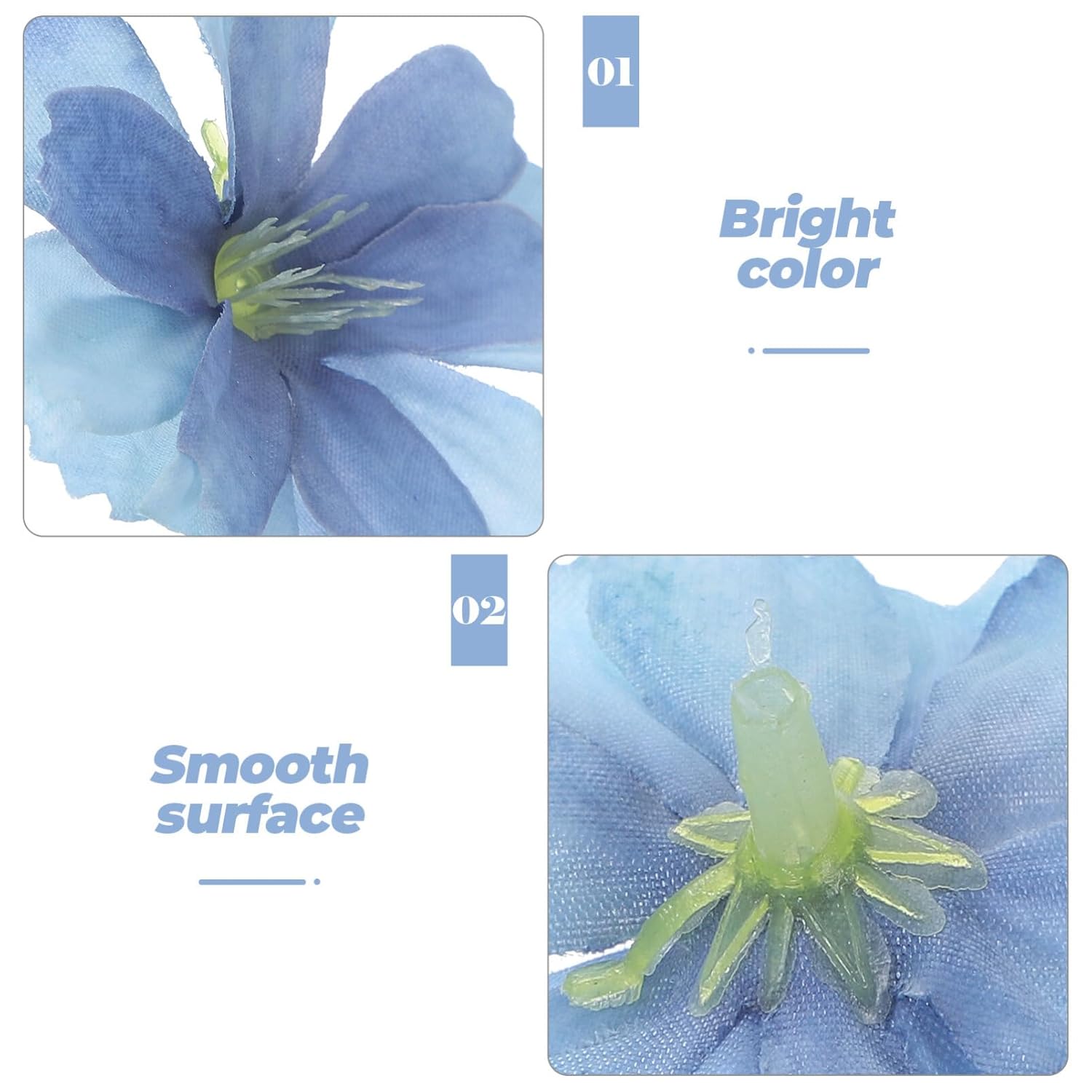 100Pcs Cherry Blossom Fake Flower Heads Bulk For Diy Hair Accessories Kit Floral Craft Supplies Wedding Party Decoration Blue Artificial Flower Heads