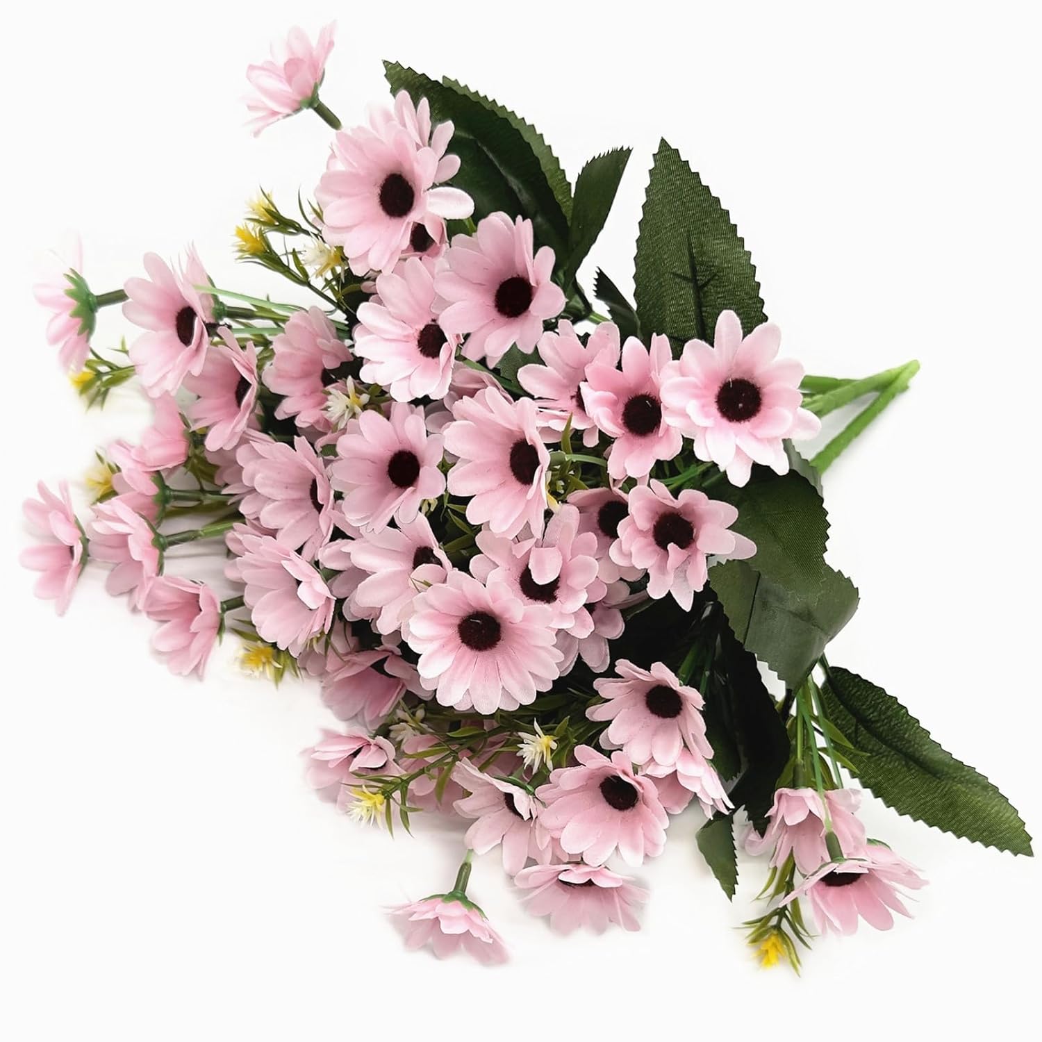 Artificial Daisies Flowers, Plastic Plants Silk Daisy Flower Bunches Fake Field Marguerites Bouquet Faux Stems For Wedding Party Farmhouse Greenery Indoor Outdoor Home Garden Decorations Pink 4 Pack