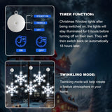 5Pcs Christmas Window Lights Decorations With Timer,Battery Powered Christmas Hanging White Lighted Snowflake Shaped Led