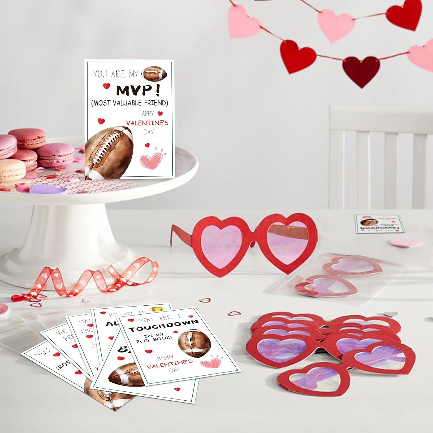 Valentines Day Football Cards 30 Pack Valentine'S Greeting Card Blank Classroom Exchange Party Favor