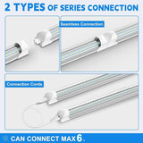 4 Pack 4FT LED Shop Lights 45W 6300LM 5000K V Shape Linkable T8 Fixtures for Garage Workshop