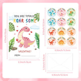 24 Pack Valentines Day Cards For Kids Classroom School Dinosaur Valentines Day Gifts Dino Greeting Cards With Envelopes & Stickers Crafts For Boys Girls Toddlers Valentine'S Party Favor