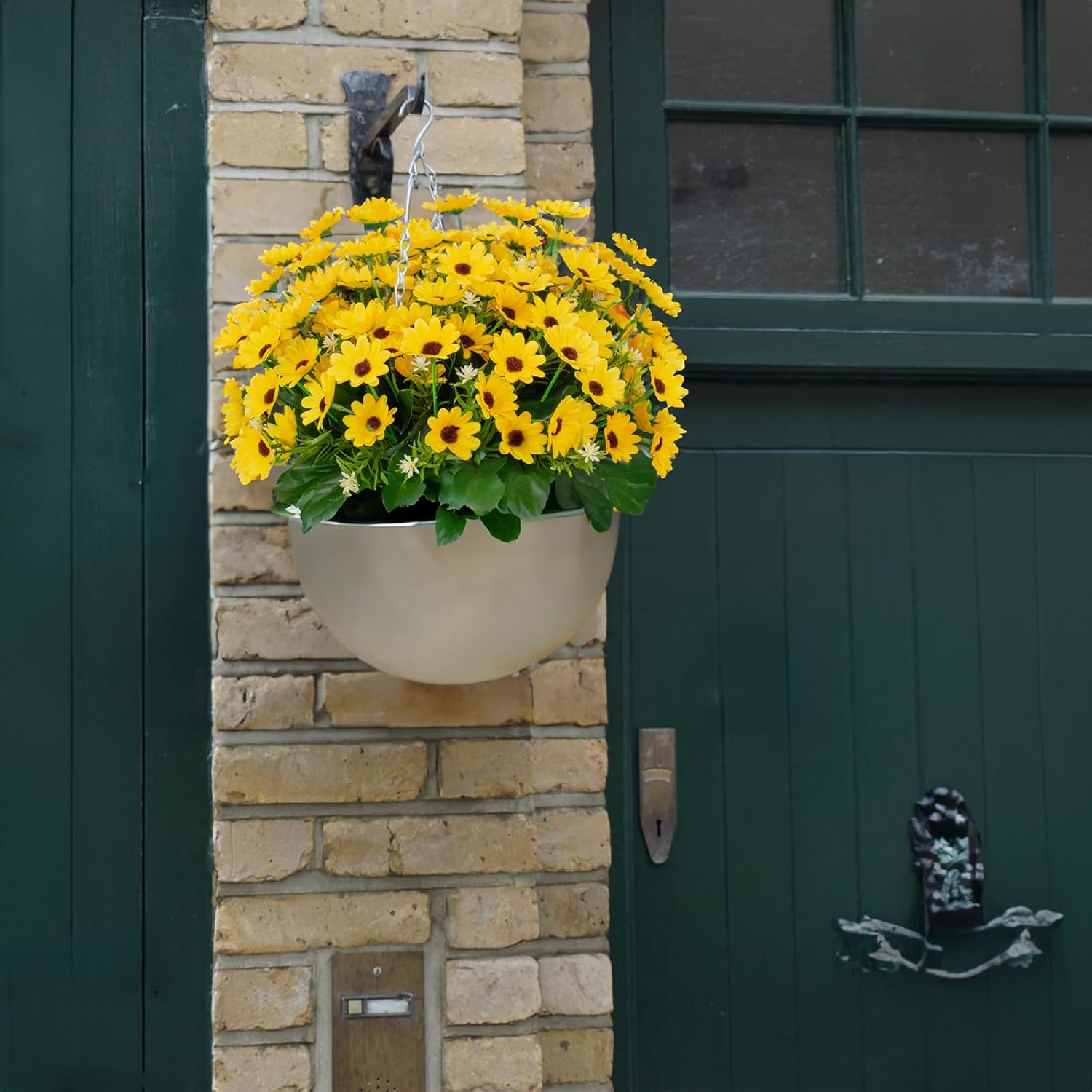 8 Bundles Sunflowers Artificial Flowers Fake Mums Flowers Outdoor Uv Resistant No Fade Fall Plants Faux Silk Daisy Indoor Home Wedding Garden Office Diy Décor(Yellow)