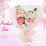 Crochet Flowers Crochet Bouquet Handmade Crochet Rose Bell Orchid Suitable Tulip Fern Leaf As A Gift For Lover, Family,Friends. Artificial Flower Finished Bouquet (Pink)