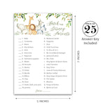 Safari Animals Match Cartoon Parents Baby Shower Games — Pack Of 25 —Forest Jungle Animal Games, Match Famous Parents Fun Shower Activity, Star Kids Match Game G550-Dpm