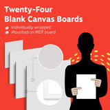 Canvases For Painting - Pack Of 24, 8 X 10 Inch Blank White Canvas Boards - 100% Cotton Art Panels For Oil, Acrylic & Watercolor Paint