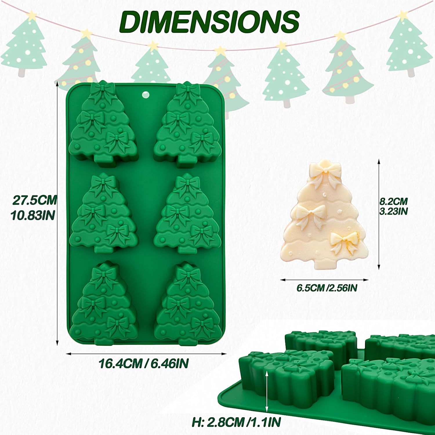 Christmas Tree Silicone Molds 2 Pack Christmas Chocolate Molds For Baking 3D Christmas Cake Mold Holiday Candle Resin Mold Xmas Pine Tree Soap Ice Cube Mold For Jello Cake Festival Home Decoration