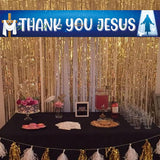 Thank You Jesus Banner,Yard Sign Christmas Baptism Banner,Jesus Is The Reason For The Season,God Bless Winter Holiday Party Supplies,Merry Christmas Party Decorations-9.8 X 1.6 Feet