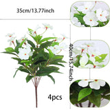 4 Pcs Artificial Flowers Outdoor Impatiens Uv Resistant Silk Impatiens Flowers White Faux Flowers Impatiens Bushes Artificial Impatiens For Pot Patio Lawn Garden Hanging Basket Porch Decor