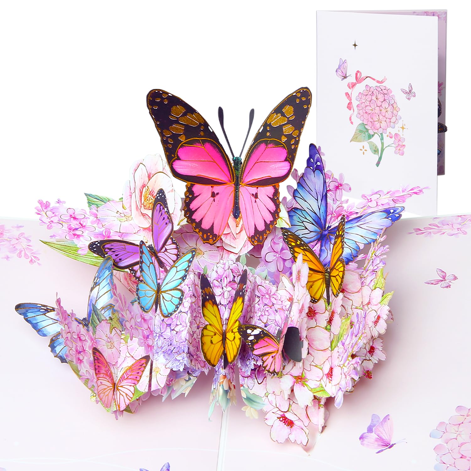 3D Pop-Up Butterfly Greeting Card – Elegant Floral And Butterfly Design With Gold Foil Details, Perfect For Birthdays, Anniversaries, Thank You Notes, All Occasions – Includes Envelope And Message Space (Pink Monarch)