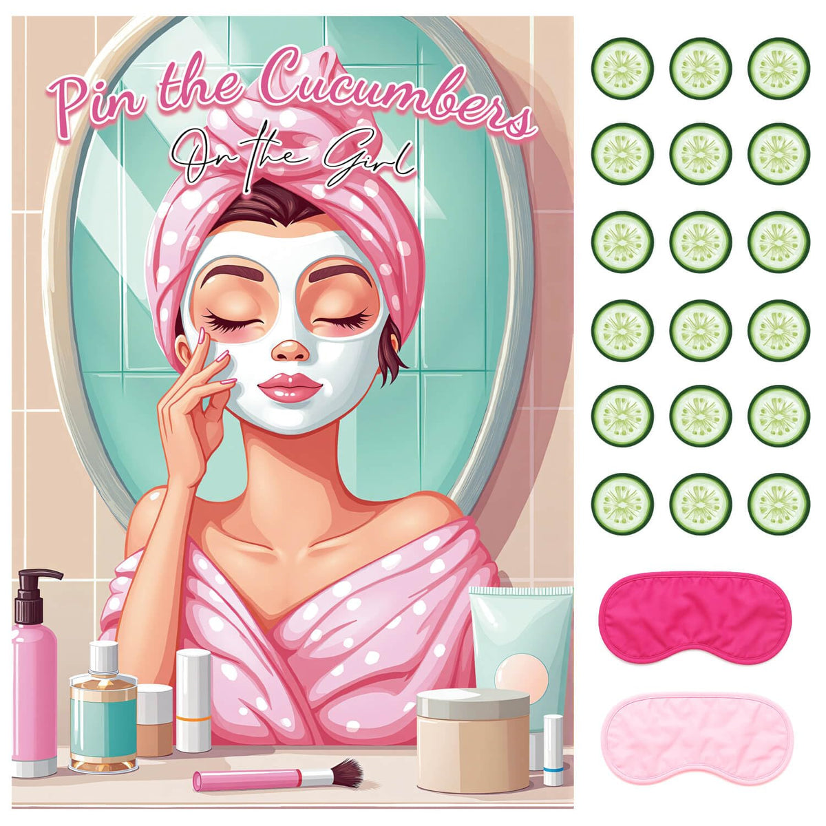 Pin The Cucumber Spa Party Game, Spa Theme Birthday Party Decorations Supplies Activities For Women