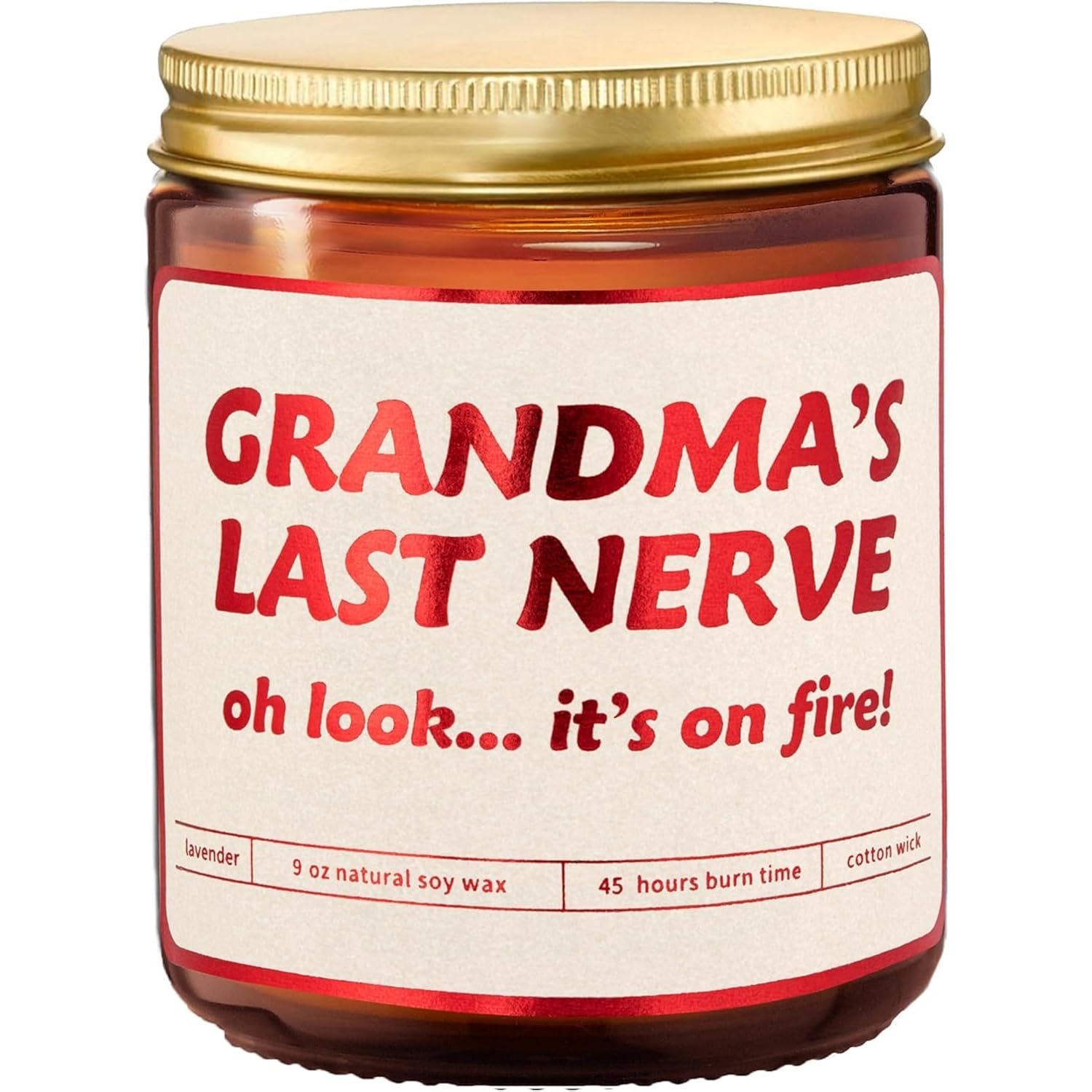 Grandma'S Last Nerve Vanilla Lavender Scented Candle - Funny Birthday Gift For Grandma | Gag Present Idea From Grandkids Granddaughter Grandson Forbirthday, Christmas, Mother'S Day For Grandmother
